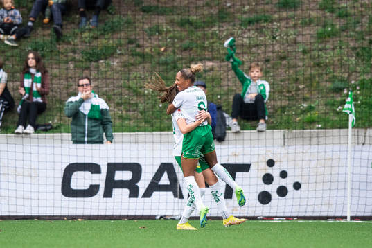 Hammarbys Vilde Hasund och Madelen Janogy jublar