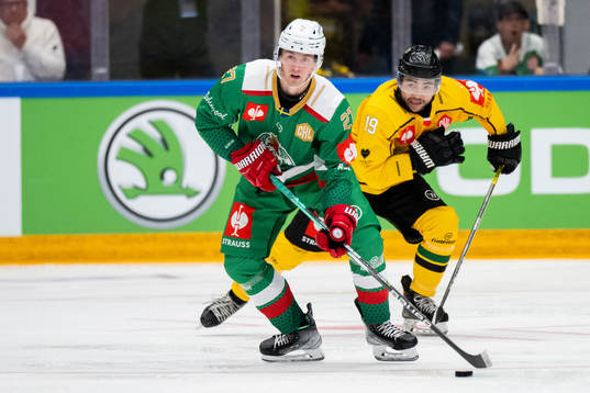 Linus Sjödin of Rögle and Brandon Magee of Katowice