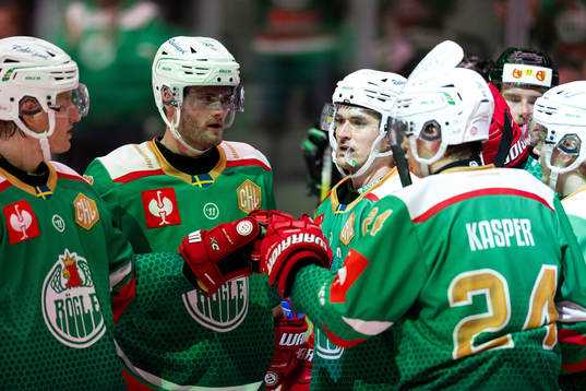 Brady Ferguson of Rögle celebrates the 5-1 goal