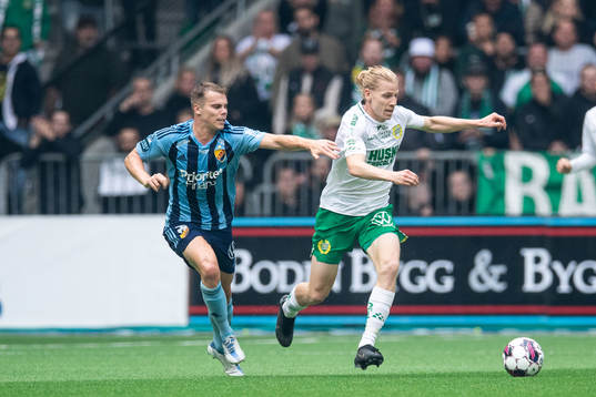 Djurgårdens Elias Andersson och Hammarbys Gustav Ludwigson