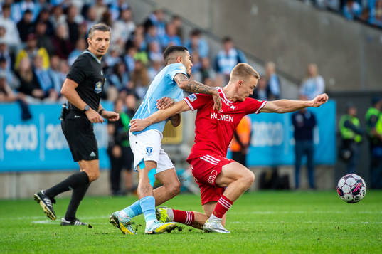 Malmö FFs Sergio Pena och IFK Norrköpings Jacob Ortmark