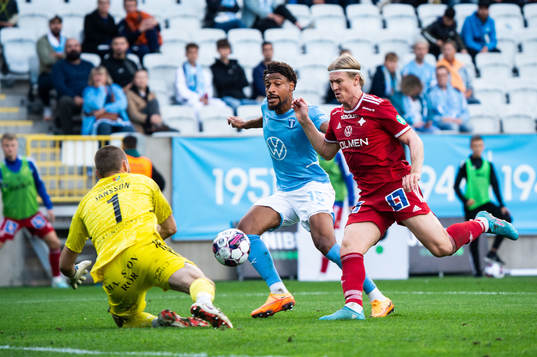 Malmö FFs Joseph Ceesay och IFK Norrköpings målvakt