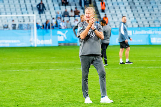 Malmö FFs tränare Åge Hareide jublar
