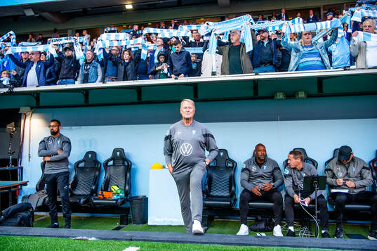 Malmö FFs tränare Åge Hareide innan fotbollsmatchen i