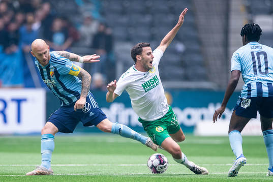 Djurgårdens Magnus Eriksson och Hammarbys Jeppe Andersen