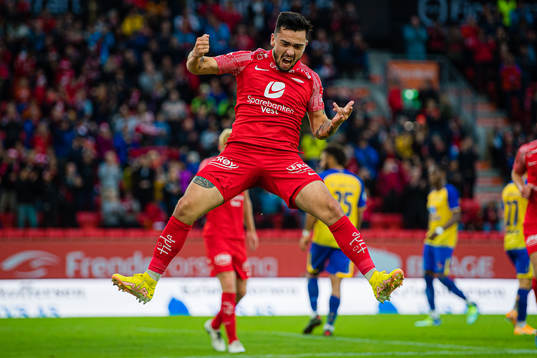 Niklas Fernando Nygaard Castro of Brann celebrates