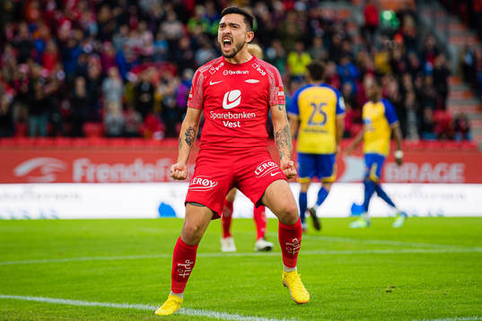 Niklas Fernando Nygaard Castro of Brann celebrates