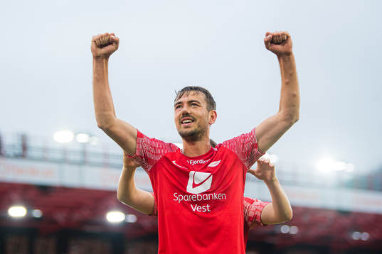 Fredrik Pallesen Knudsen of Brann celebrates