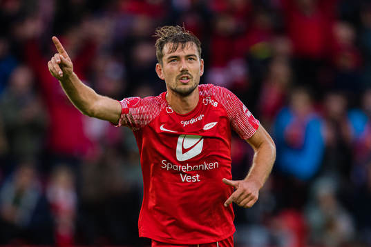 Fredrik Pallesen Knudsen of Brann celebrates