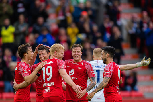 Mathias Knutsen Rasmussen of Brann celebrates