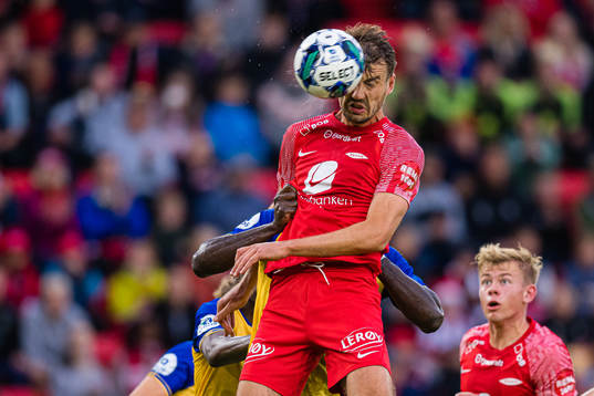 Fredrik Pallesen Knudsen of Brann scores the 3-0 goal