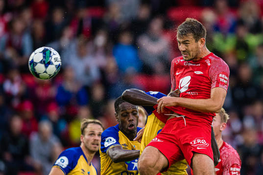 Fredrik Pallesen Knudsen of Brann scores the 3-0 goal