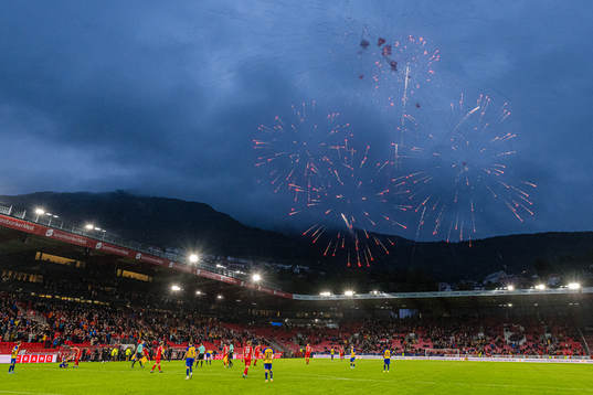 Spectators in the stands at Brann Stadion