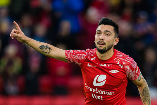 Niklas Fernando Nygaard Castro of Brann celebrates
