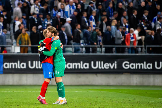 Helsingborgs Philip Rejnhold och målvakt Kalle Joelsson