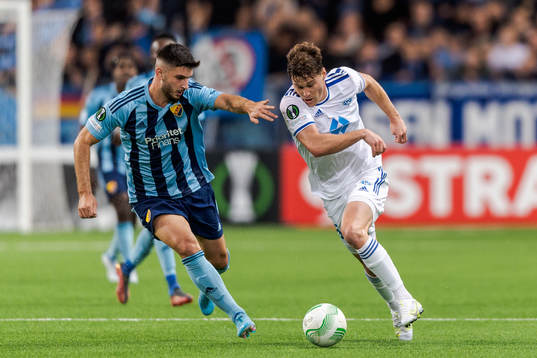 Emil Breivik of Molde and Besard Sabovic of Djurgårdens