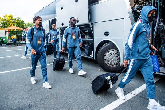 Joseph Ceesay and goalkeeper Ismael Diawara of Malmö FF
