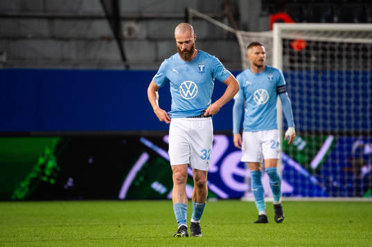 Jo Inge Berget of Malmö looks dejected
