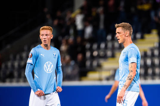 Hugo Larsson and Sören Rieks of Malmö looks dejected