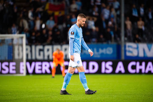Lasse Nielsen of Malmö looks dejected