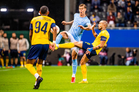 Felix Beijmo of Malmö FF and Teddy Teuma of Royale Union