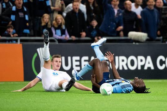 Sivert Mannsverk of Molde and Joel Asoro of Djurgården