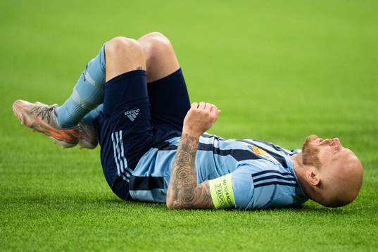 Magnus Eriksson of Djurgården in pain