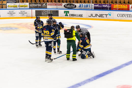s Ariane Julien skadas och leds av isen