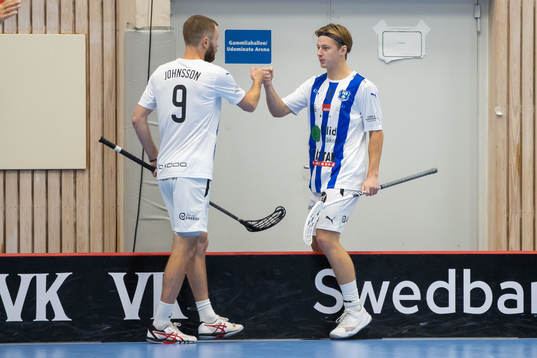 Helsingborgs Ebbe Nordbäck jublar med Daniel Johnsson