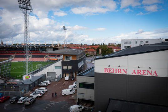 Drönarvy över Behrn Arena