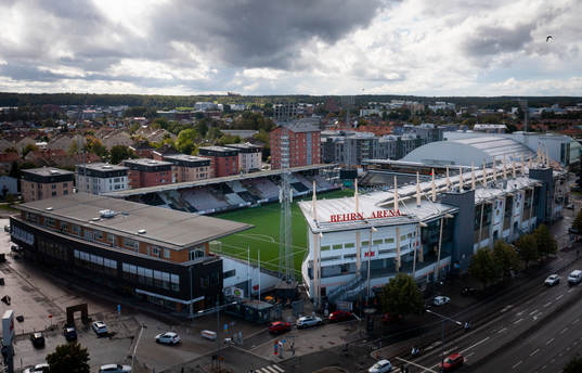 Drönarvy över Behrn Arena