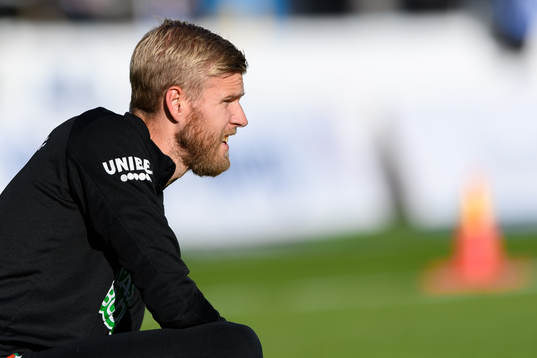 Varbergs målvakt Fredrik Andersson före fotbollsmatchen i