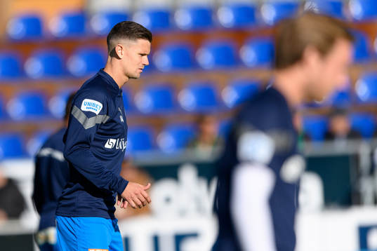 Värnamos Marcus Antonsson före fotbollsmatchen i