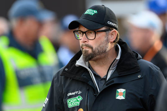 Varbergs tränare Joakim Persson före fotbollsmatchen i