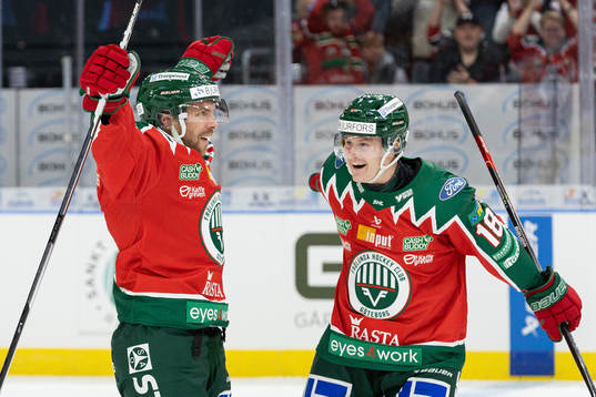 Frölundas Anders Grönlund och Lucas Nordsäter jublar