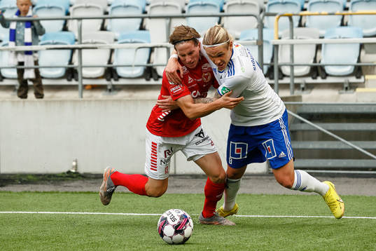 Kalmars Johan Karlsson och IFK Norrköpings Arnor Sigurdsson