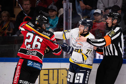 Luleås Radek Muzik och HV71s Jonathan Davidsson