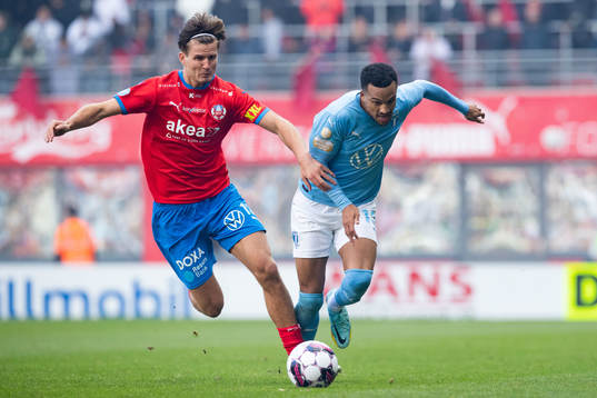 Helsingborgs Wilhelm Loeper och Malmö FFs Martin Olsson