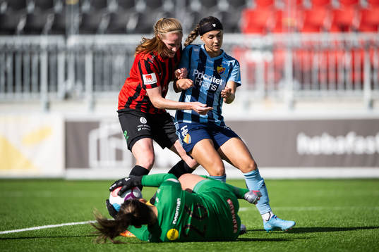 Brommapojkarnas målvakt Lovisa Koss och Vaila Barsley och