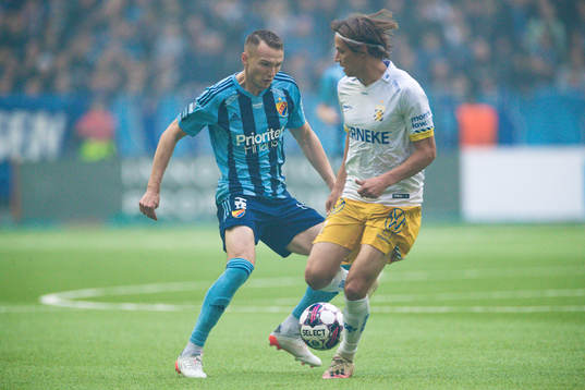 Djurgårdens Piotr Johansson och IFK Göteborgs Simon Thern