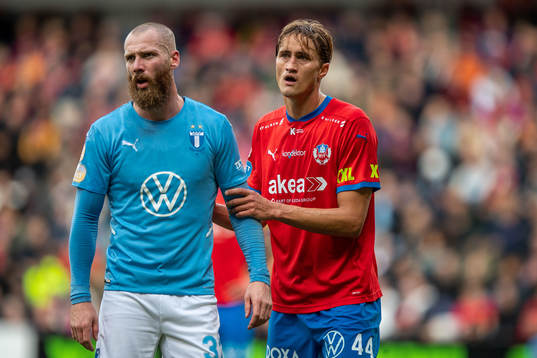 Malmö FFs Jo Inge Berget och Helsingborgs Thomas Rogne
