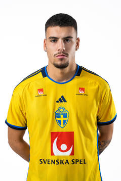 Edvin Kurtulus of the Swedish national football team poses