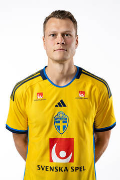 Viktor Claesson of the Swedish national football team poses