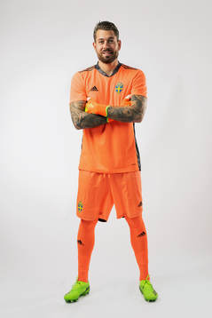Goalkeeper Kristoffer Nordfeldt of the Swedish national