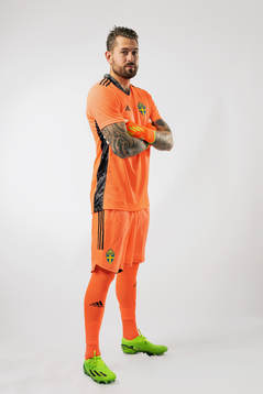 Goalkeeper Kristoffer Nordfeldt of the Swedish national