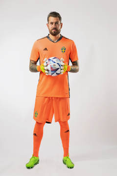 Goalkeeper Kristoffer Nordfeldt of the Swedish national
