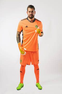 Goalkeeper Kristoffer Nordfeldt of the Swedish national