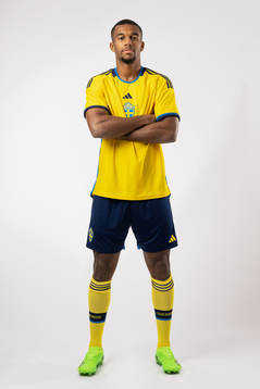 Isak Hien of the Swedish national football team poses for a