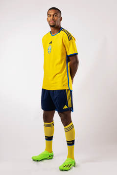 Isak Hien of the Swedish national football team poses for a