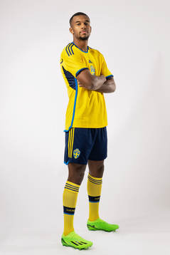 Isak Hien of the Swedish national football team poses for a